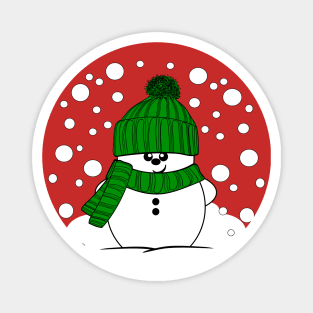 Cheeky Christmas Snowman with Green Hat and Scarf Magnet